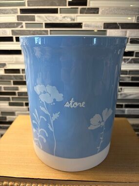 Blue Floral Ceramic Utensil or Canister